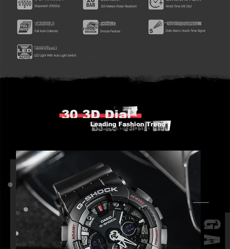 CASIO G-SHOCK Men's Sports Electronic Smart Watch GA-120-1A Japanese Korean Style Gift for Boyfriend 3