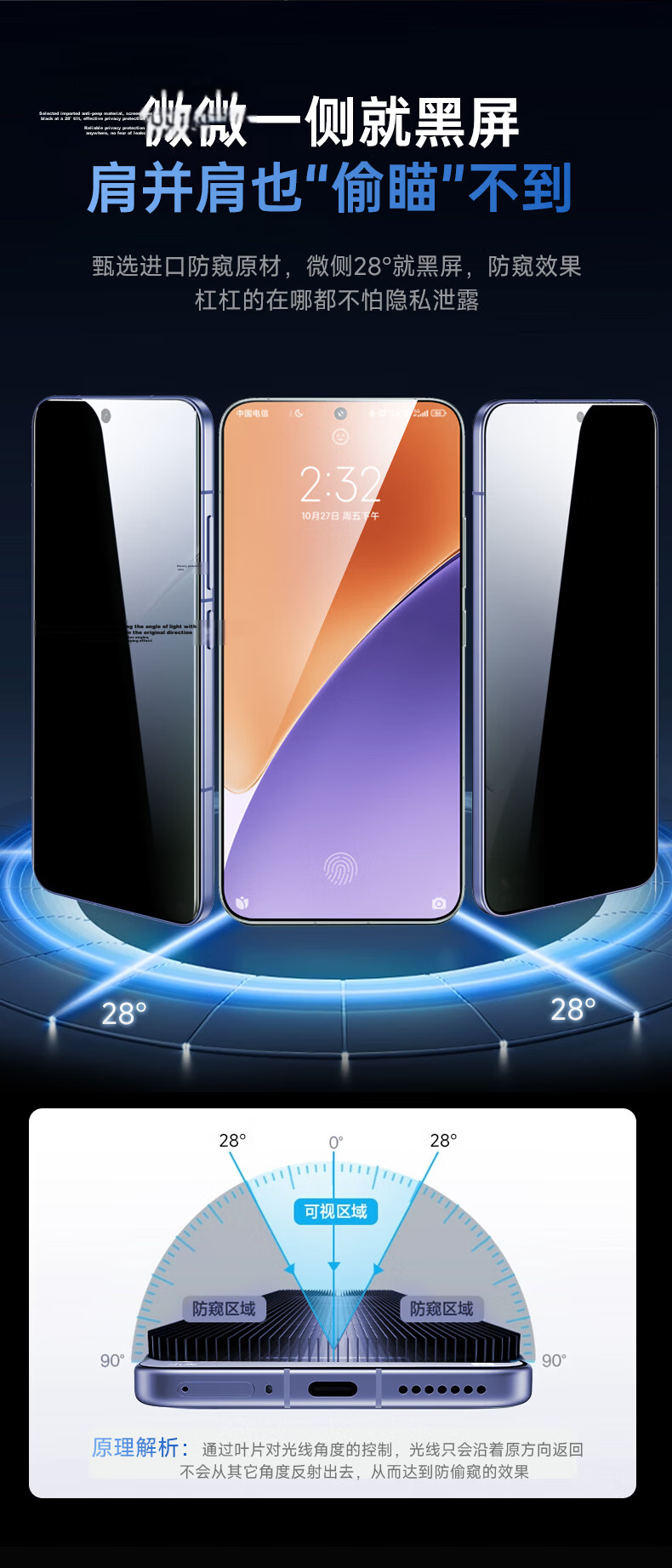 DIVI [Instant Privacy Screen Protector] for Xiaomi 15 Pro/Ultra, Anti-Peeping Phone Film for Xiaomi 15 S Pro, Anti-Spy No Black Border Smooth Anti-Fingerprint Tempered Glass Film with No Bubbles 11