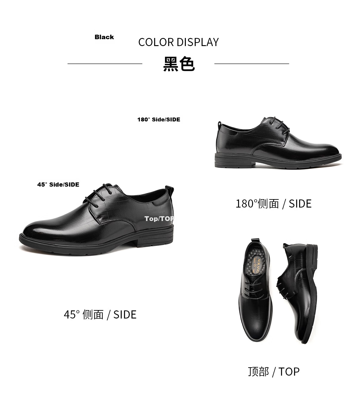 Aokang Men's Shoes, Autumn New Derby Shoes, Business Formal Wear, Non-Slip, Work Commute Cowhide Shoes, Black (Lace-Up Size 41) 11