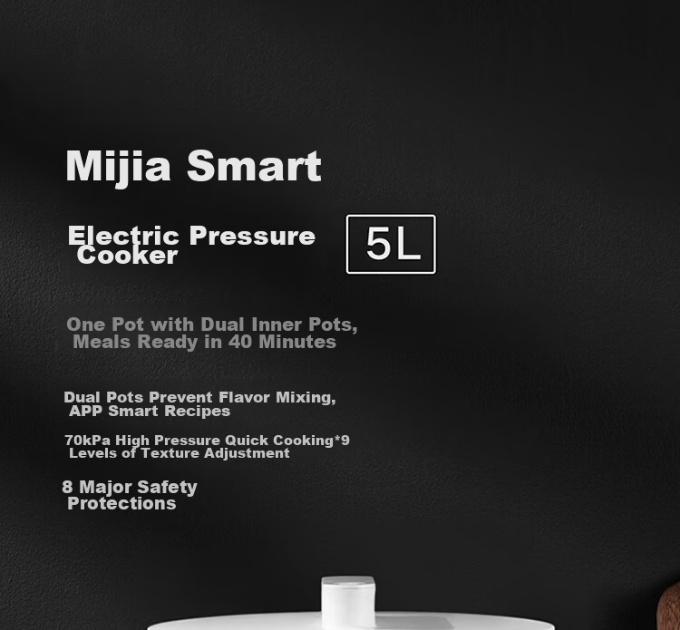 Mijia Xiaomi Electric Pressure Cooker, High-Pressure Cooker, Rice Cooker for Home Use, Serves 4-5 People, Multifunctional Electric Stew Pot, Cooks Rice And Porridge, Non-Stick Pot with Double Inner Containers, Large Capacity 5L 2