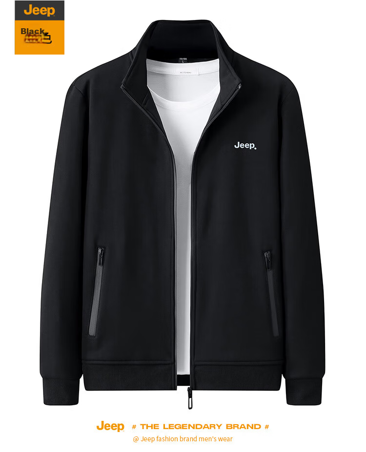 JEEP Men's Hoodie Jacket Spring Autumn Loose Casual Zip-up Trendy Sportswear Gray 5XL 14
