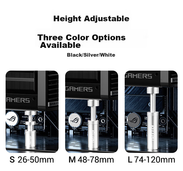 KELEPU Graphics Card Support Bracket, Desktop Computer Graphics Card Stand, Jack, Aluminum Alloy Material, Magnetic Base, Adjustable Height, 7.4-12cm Black 11
