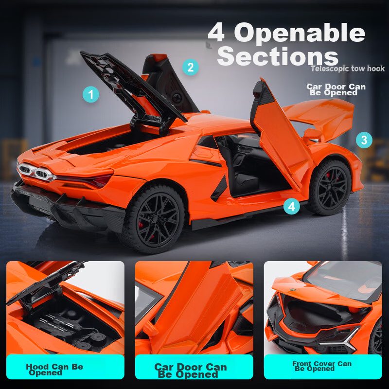 Chiyuchewan Racing Car Toy, Lamborghini New Bull Alloy Realistic Car Model, Toy Car Model, Gift for Boys 6
