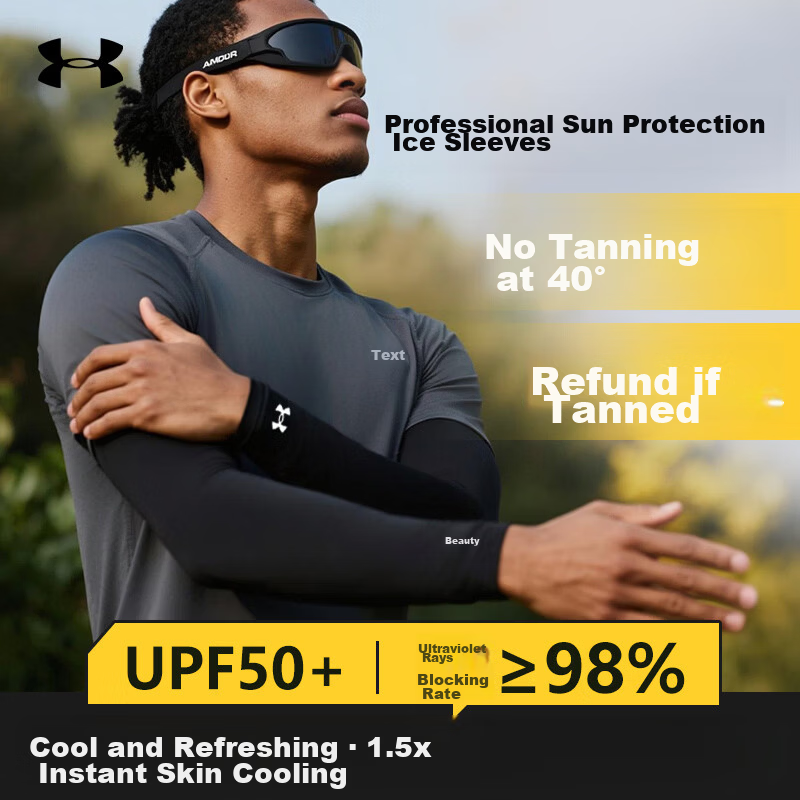 Under Armour Cycling Ice Sleeves Unisex UV Protection Ice Silk Summer Arm Sleeves Cooling Arm Guards for Driving and Fishing