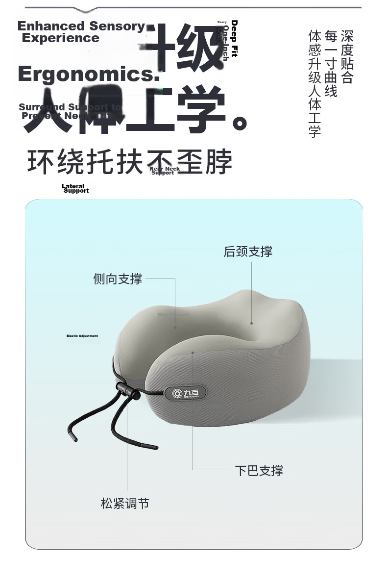 900 U-Shaped Neck Pillow Car Neck Support Portable Travel Headrest for Airplane Driving Office Nap Sleep Cushion 5
