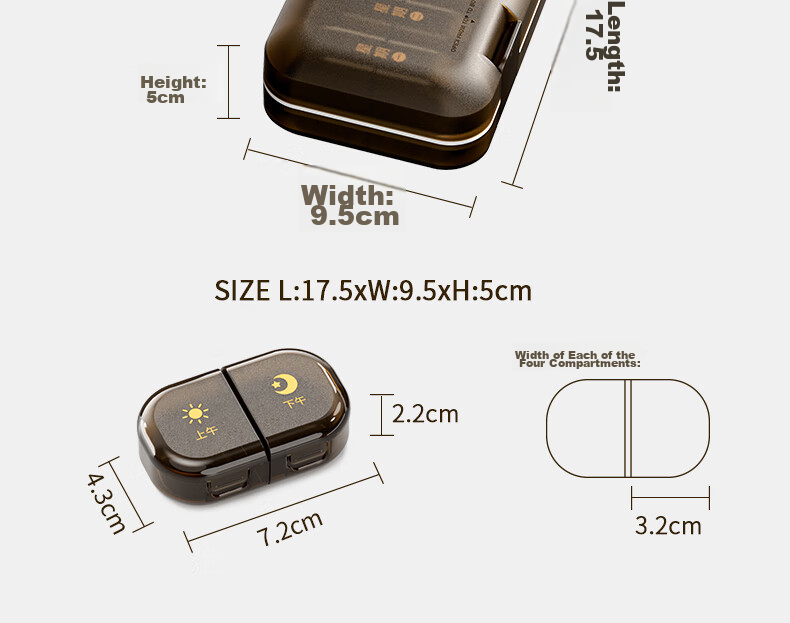 Weijian Portable Pill Organizer Box with Reminder, Weekly Seven-Day Daily Storage Container, Personal Pill Dispenser with 14 Compartments 25
