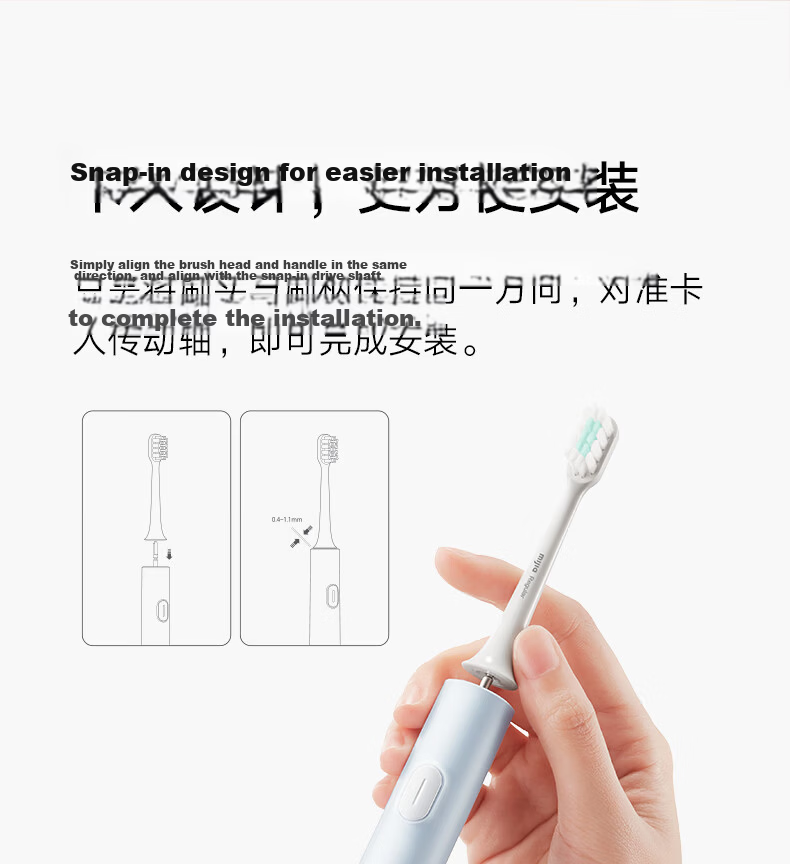 Mijia Compatible T200/T200C Sonic Electric Toothbrush Heads 3-Pack 9
