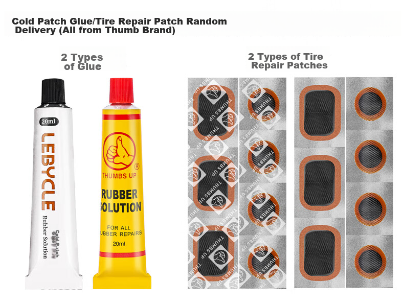 LEBYCLE Mountain Road Bike Tire Repair Tool Kit Portable Inner Tube Patch Glue Film with Tire Lever and Tire File 1