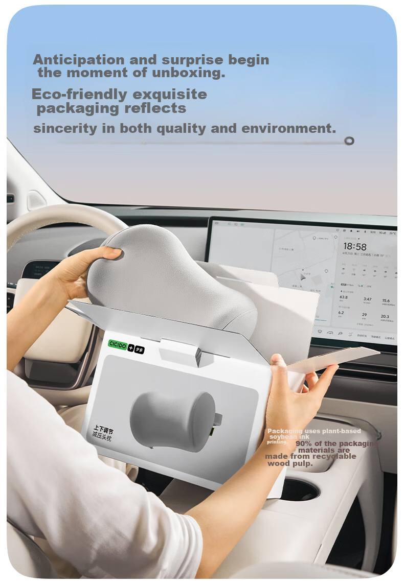 CICIDO Adjustable Car Headrest Neck Pillow Seat Cushion Premium Driver Lumbar Support Pad 21