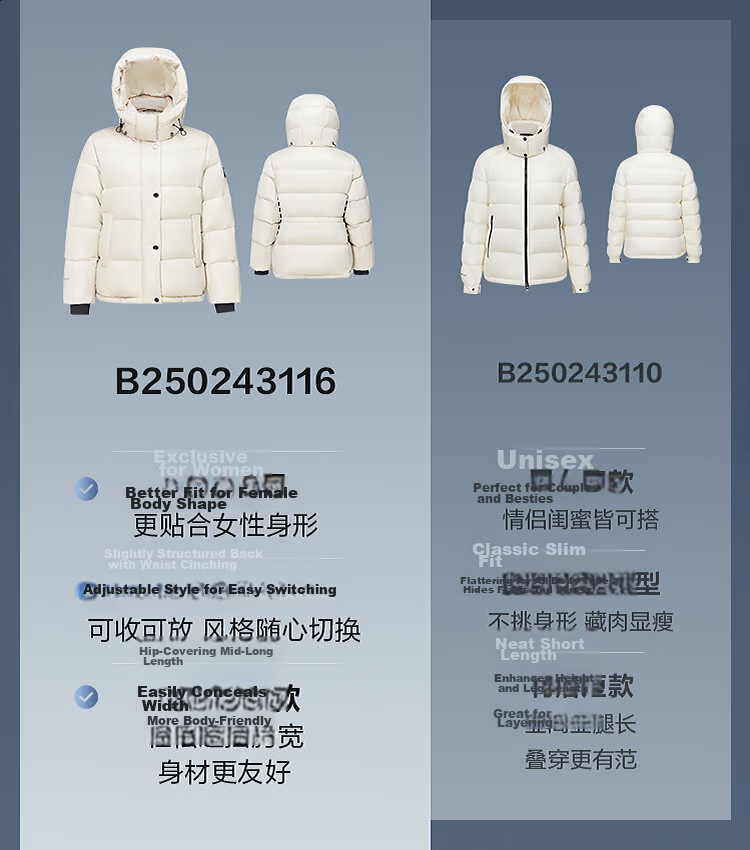 BOSIDENG Off-Season Women's Goose Down Puffer Jacket Thickened Fashionable Versatile Winter Coat Mall Hot Sale Same Style 7