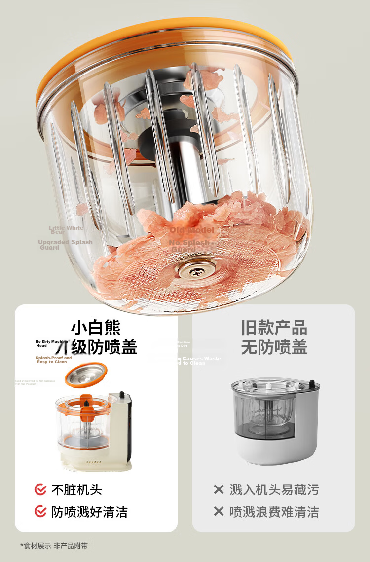 Little White Bear Baby Food Processor Infant Food Steamer Cooker Blender Multi-Function Food Maker Single Cup with 6-Blade 6057 24