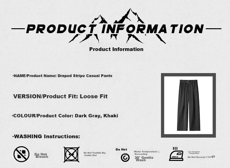 Dingfengbaoluo Men's Summer Loose Fit Striped Suit Pants Linen Texture Casual Trousers JUC32 Dark Gray 2XL 6