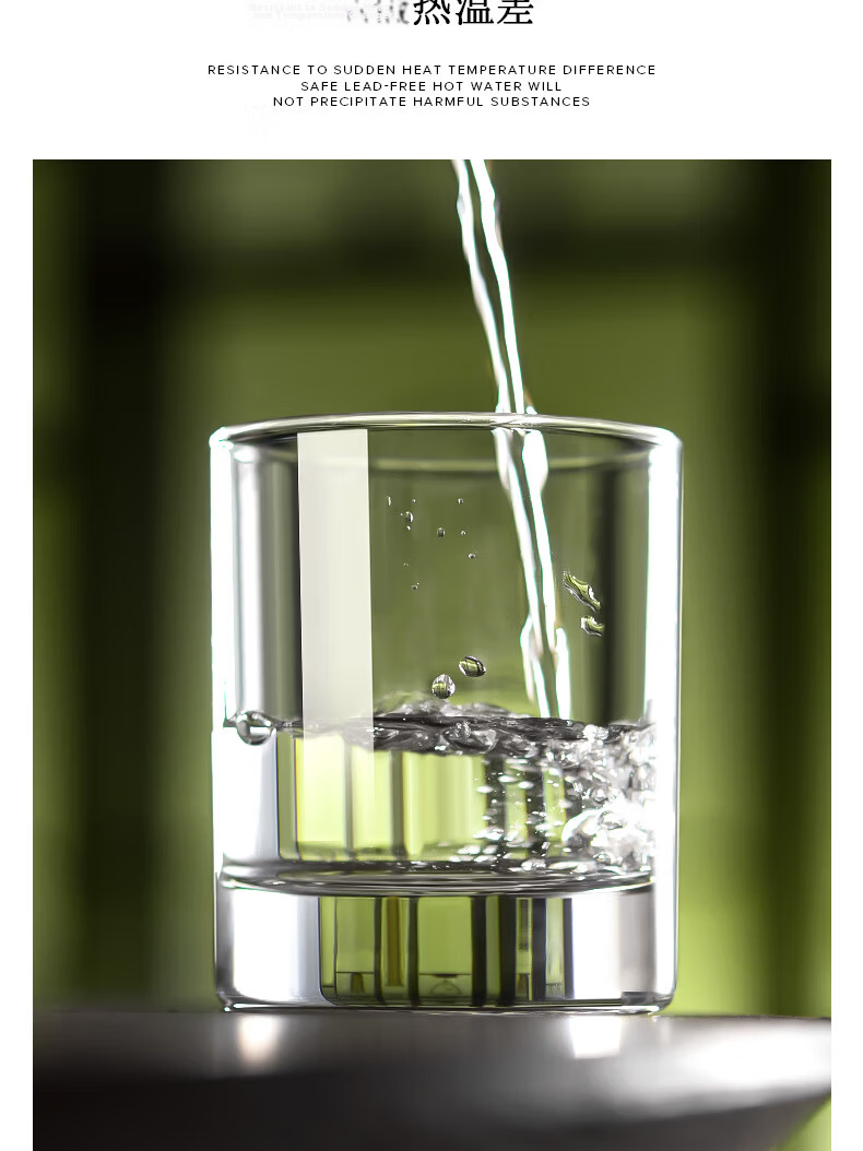 Ocean Imported Glass Cups Household Water Tea Juice Milk Cups Dishwasher Safe 205ML Set of 6 5