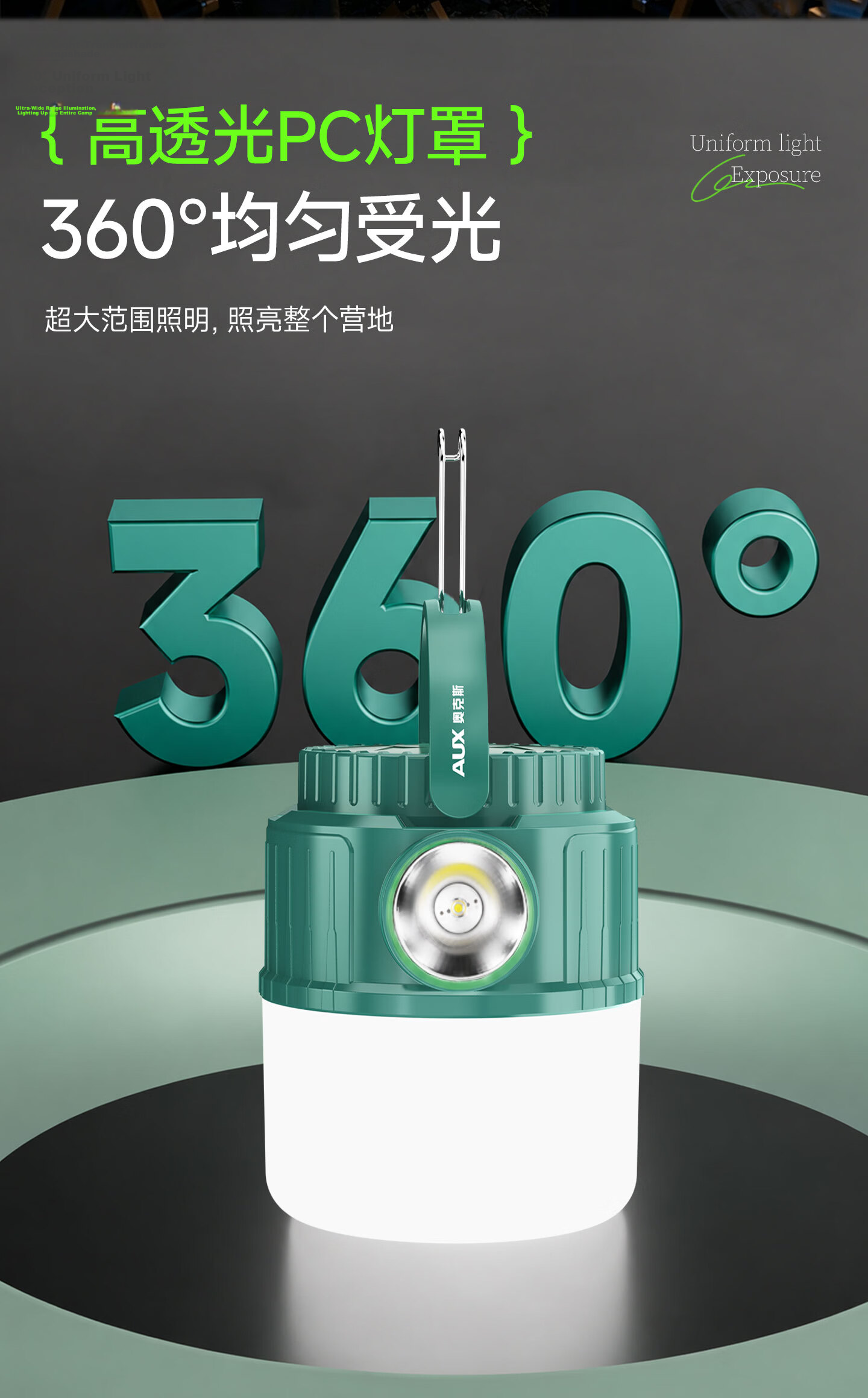 AUX Camping Lantern Outdoor Long-lasting Rechargeable Lighting Tent Atmosphere Night Market Stall Light 8