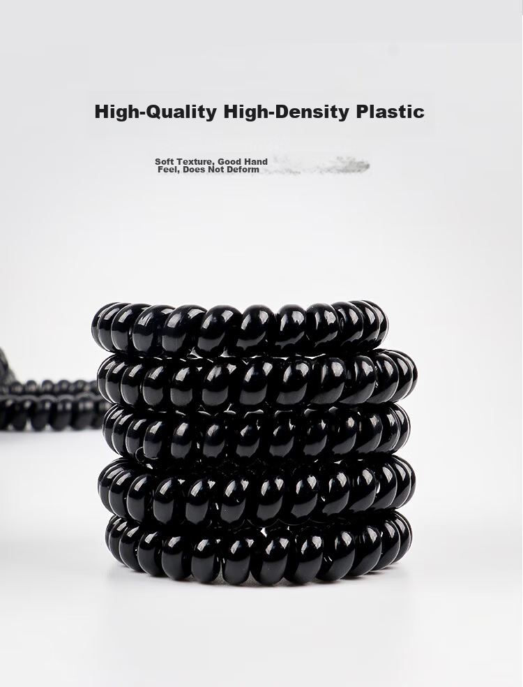 Meifuyu Thickened Telephone Wire Hair Ties Hair Bands Large Size 20 Black Elastic Hair Bands Hair Ropes Hair Ties MF8948 5