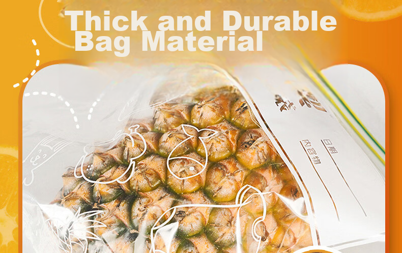 Miaojie Sealed Bag Set, Large Medium Small Sizes 15+25+20 pcs Total 60 pcs, Thickened Food-Grade Fresh-Keeping Zipper Bags 5