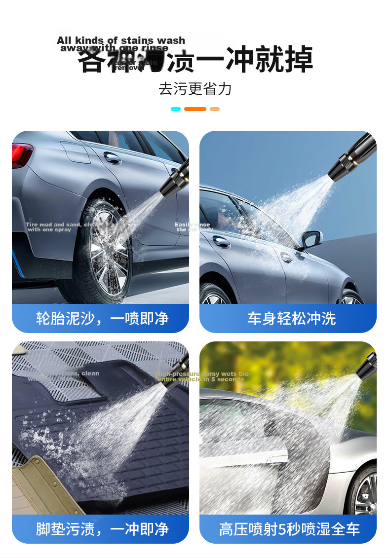 Jumu High-Pressure Car Wash Water Gun Expandable Hose Spray Gun for Home and Garden Cleaning 7