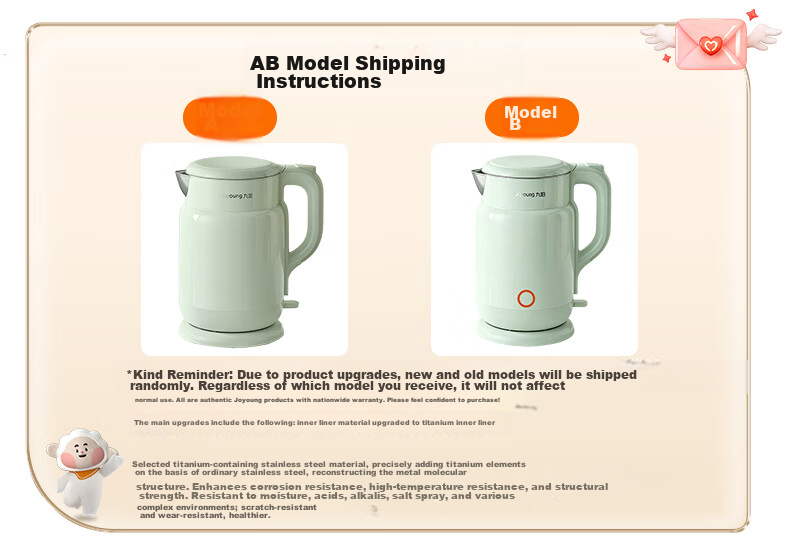 Joyoung Electric Kettle, Hot Water Pot, 1.7L Large Capacity, Double Steel Interior And Exterior, No Glue Seamless, 304 Stainless Steel Kettle, K17-F67 20