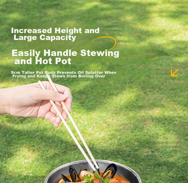 JEEP Outdoor Cookware 304 Stainless Steel Kettle Integrated Cooking Pot Set Cookware Combo (Stove Not Included) 7