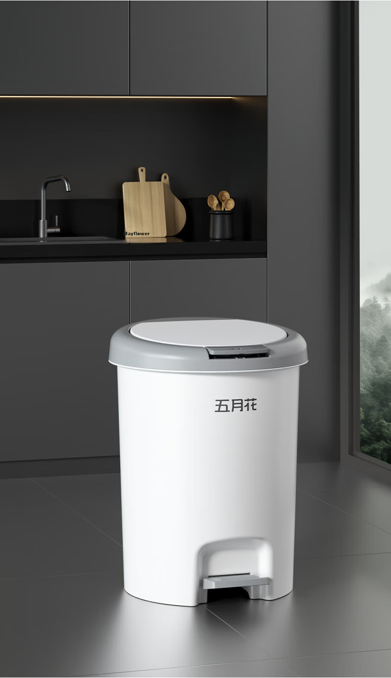 Mayflower Stainless Steel Pedal Trash Can 12L White Large Capacity Double Inner and Outer Buckets for Hotel Home Living Room Kitchen Bathroom 5