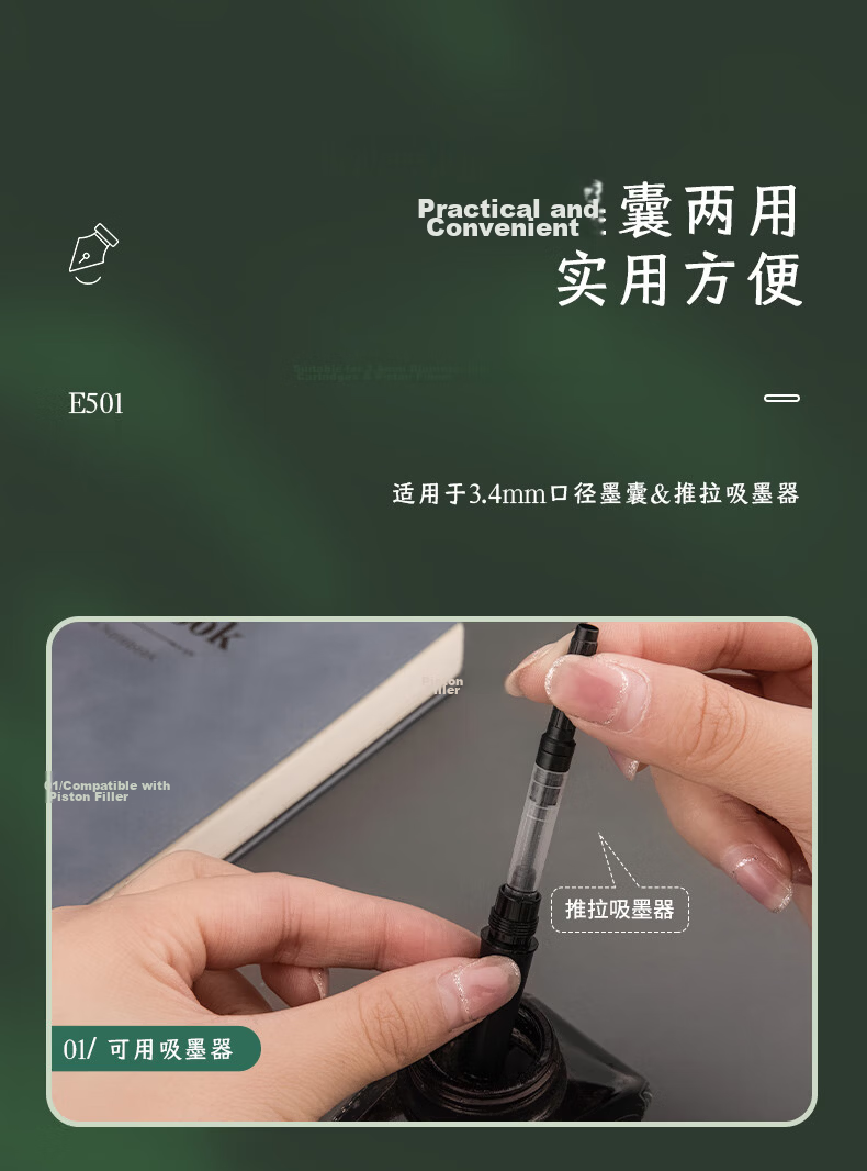 HERO E501 Iridium Nib Fountain Pen EF Tip Blue Matte New Year Gift Stylish Business Office Student Writing Practice Ink Pen 11