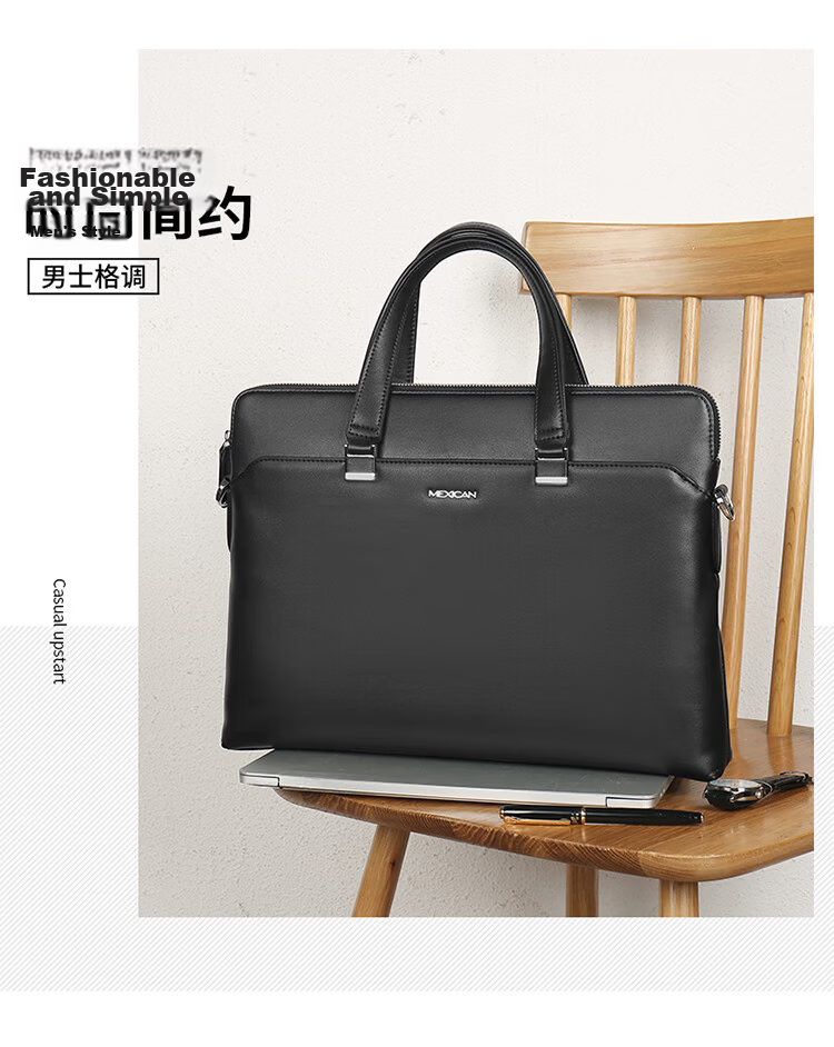 MEXICAN Men's Briefcase, Business Handbag, Office Document Bag, Travel Attorney Casual Commuter Birthday Gift for Me 4