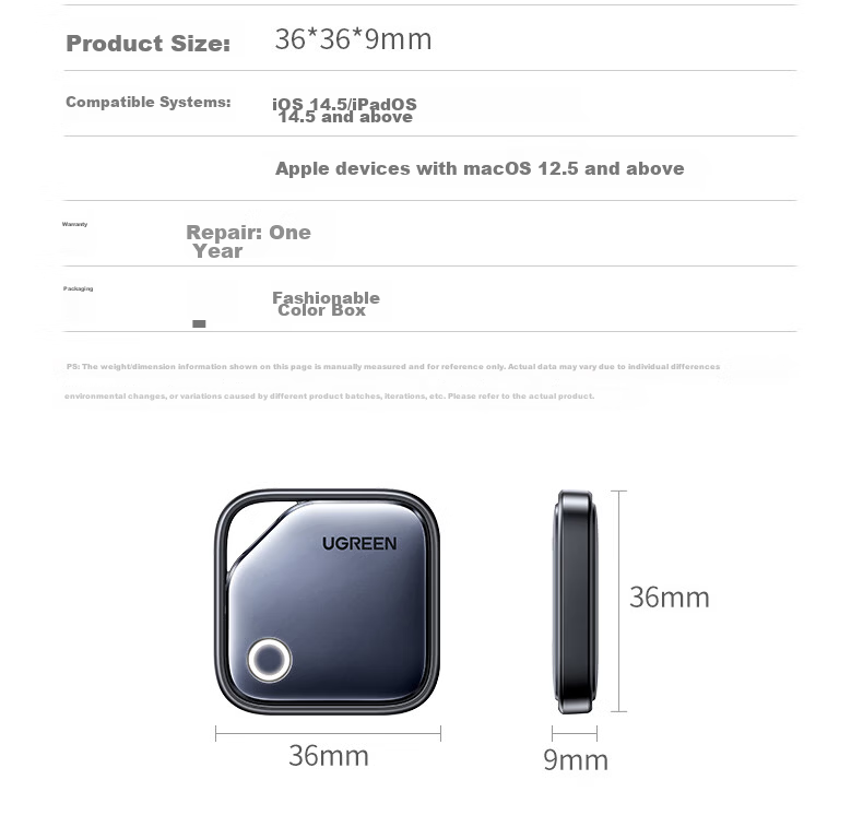 UGREEN [Free Shipping] Tag Tracker Anti-Loss Device, Precise Finding FindMy Certified Rechargeable, Suitable for Apple IPhone 18 Air Phones, Luggage, Keys, Backpack Anti-Loss 34