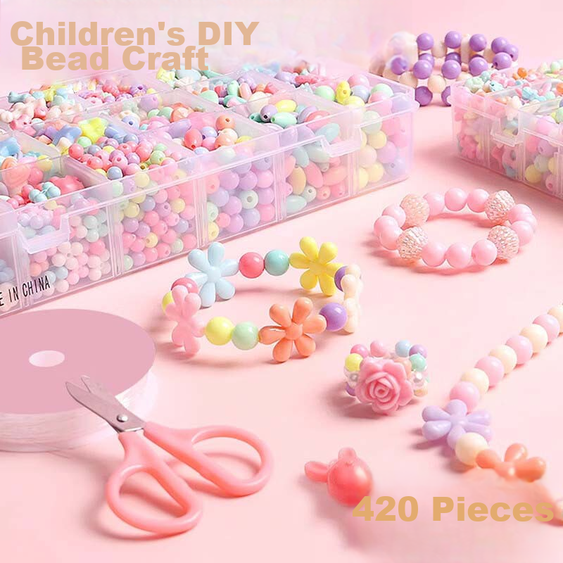 Shangmei Beibei Children's DIY Bead Craft Toy Girls Bracelet Kids Pretend Play Toy for Girls Ages 3-6 Birthday Gift
