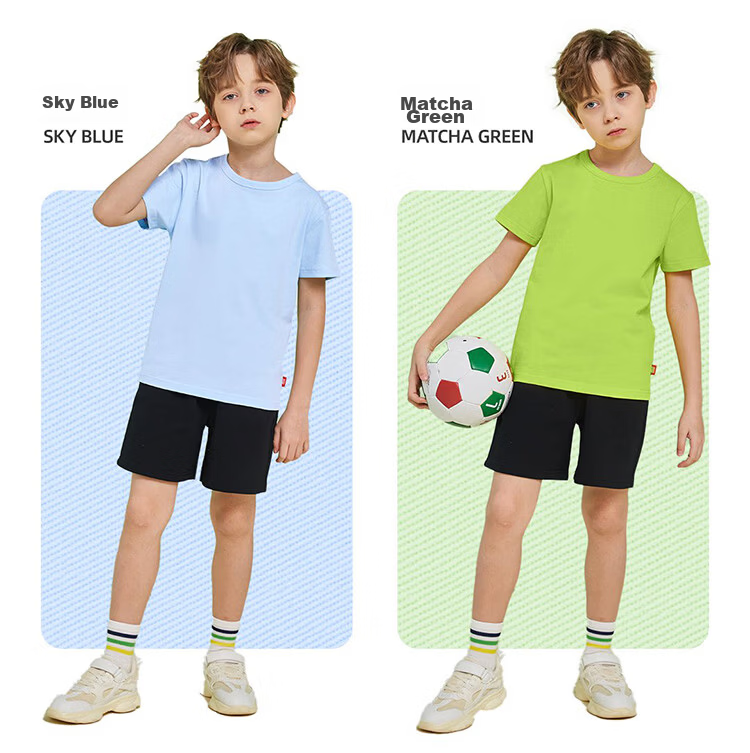 BOBDOG Girls Summer Outfit New Thin Short Sleeve T-Shirt and Pants Set White+Light Blue 170 13