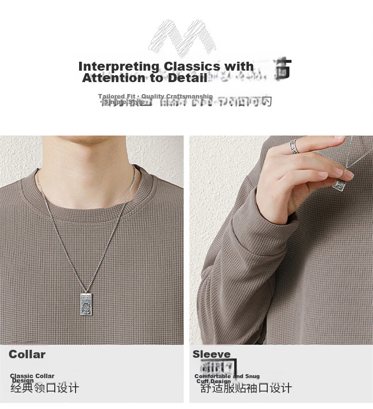 MARK FAIRWHALE Men's Spring and Autumn Waffle Knit Casual Crew Neck Long Sleeve T-Shirt White XL 7