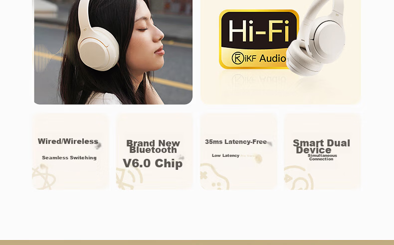 IKF T1 Max Active Noise Cancelling Headphones Bluetooth 2026 New Model Bluetooth 6.0 Wireless Wired HIFI Sound Quality Gaming Low Latency Ultra-Long Battery Life Cloud Rock White 10