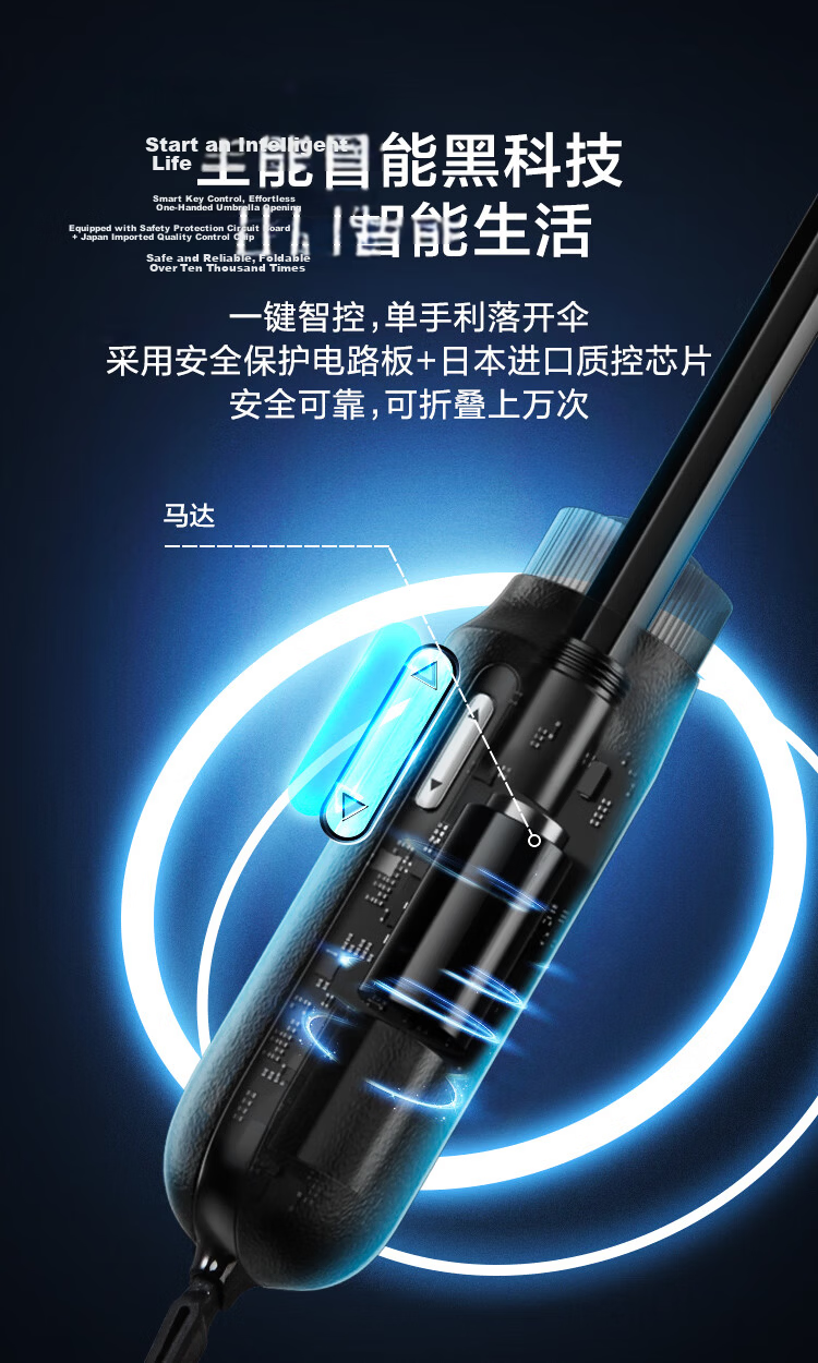 JD Jingzao President Max Black Technology Smart Electric Reverse Umbrella Lightweight Luxury Business Umbrella Gift Box 25inch 115cm 6