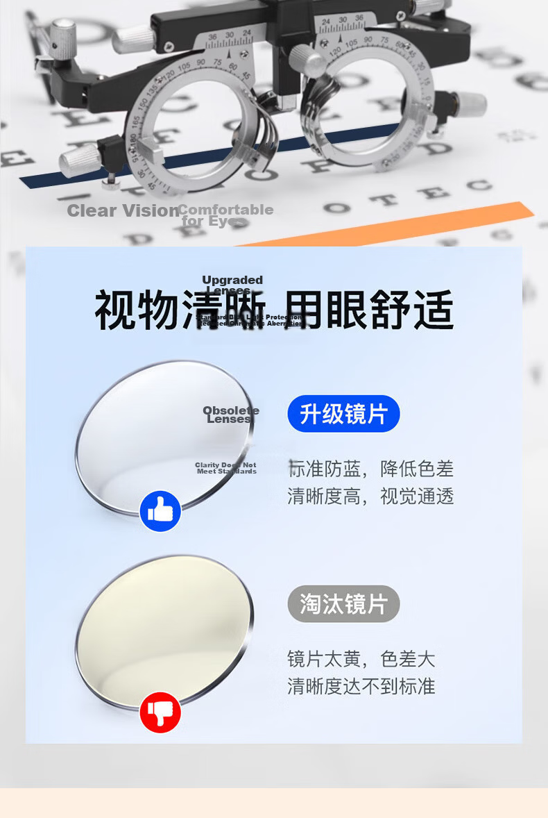 Boshide Myopia Glasses Blue Light Blocking Ultra-Light Half-Rim Plano Glasses Black Silver Frame 500 Degree Left and Right Eyes 9