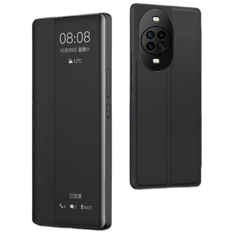 Edgar [Bulk Order] Compatible with Huawei Mate50 Pro 5G Flip Case, Sleep Wake Window, Full Coverage, Drop Protection, Genuine Leather, Heat Dissipation