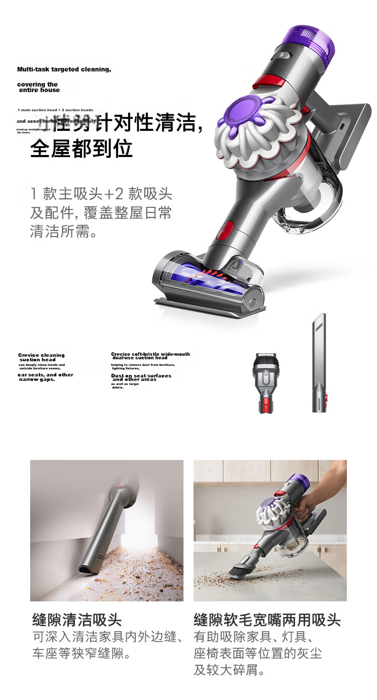 DYSON V8 Focus Mattress Handheld Mite Removal Vacuum Cleaner (Model 24) Cordless Handheld Mite Removal Bed Vacuum Pet and Home Use 9