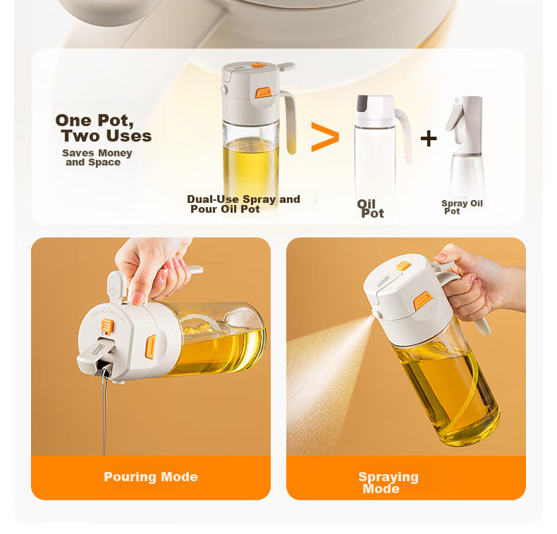 Taili Oil Bottle Spray Dual-Use Atomized Edible Oil Glass Dispenser Kitchen Household Non-Greasy 6