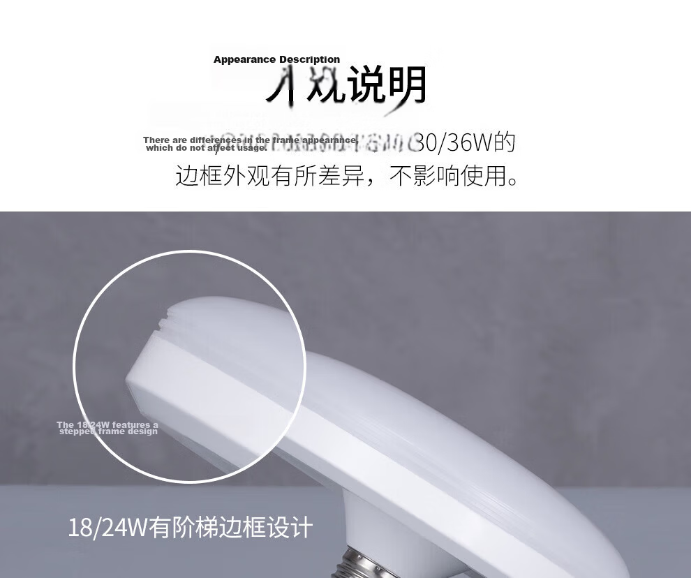 NVC LED Industrial UFO High Power Bulb Energy-saving E27 Screw Base Bulb 60W Bright White Light 24