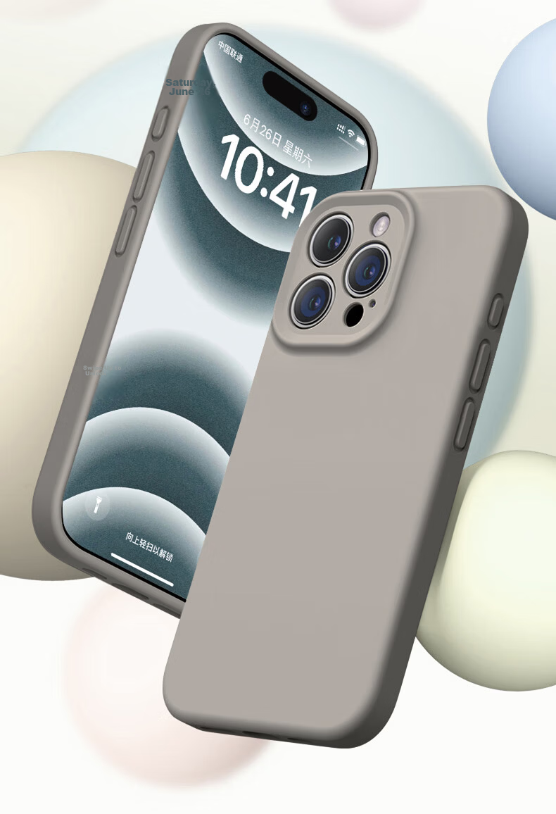 Nai Xiaoya Apple iPhone 16 Pro Max Case, Full-Coverage Lens Protection, Liquid Silicone Ultra-Thin Shockproof Soft Cover, Simple Style for Men and Women, Graphite Gray 2