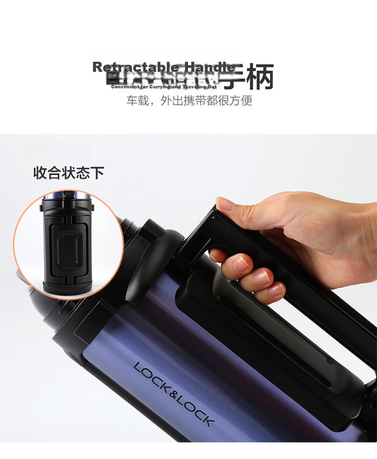 LOCK&LOCK Insulated Bottle, 304 Stainless Steel, Keeps Hot And Cold Water, Outdoor Camping Travel Bottle, 1.8L, Blue 8