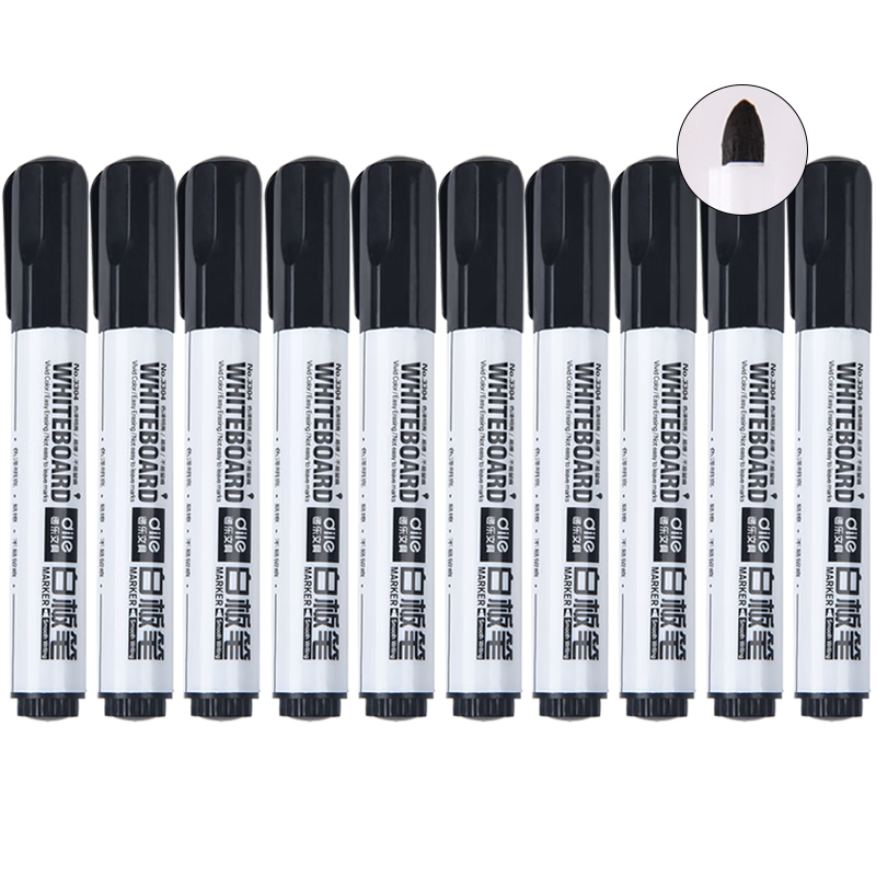 Dile Preferred Series Erasable Whiteboard Markers Water-Based Pens Office Stationery Black Blue Red 10pcs/Box 33014 Mixed Colors