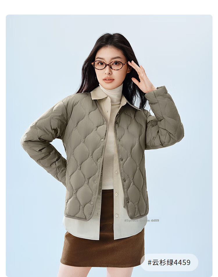 Bosideng Women's Spring and Autumn 90% Down Lightweight V-Neck Slim Short Casual Jacket Gift Mall Same Style 29