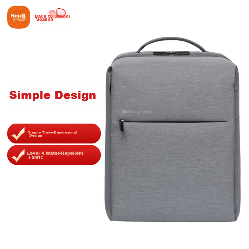 MI Minimalist Urban Backpack Men's Laptop Bag Business Travel Women's School Bag Light Gray