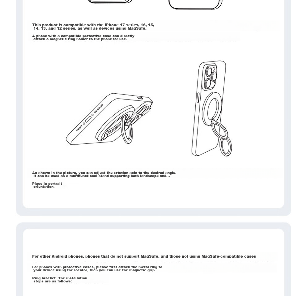 Jingxuan JD Self-Owned Brand Double Ring Magnetic Phone Holder White Double-Sided Ring Buckle MagSafe Back Sticker New Apple 16/17 Tablet Car Desktop Portable Shooting 13