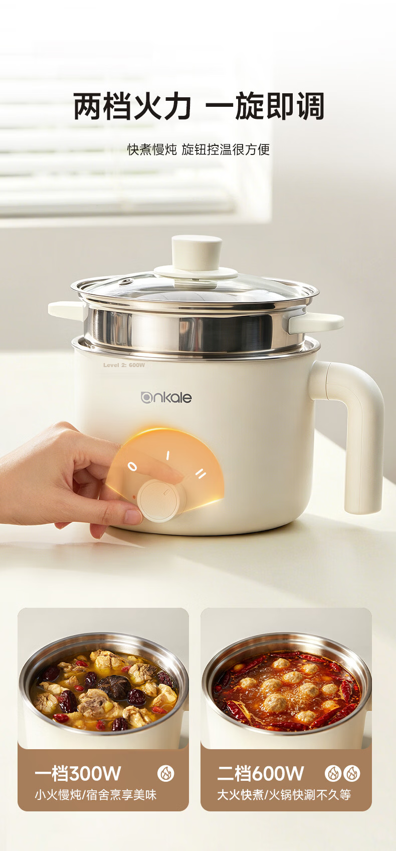 Ankale Electric Cooking Pot 0 Coating 316 Stainless Steel Dormitory Small Electric Pot Multifunctional Household Dorm Instant Noodle Mini Hot Pot Steaming and Cooking Integrated Electric Heating Pot B 11