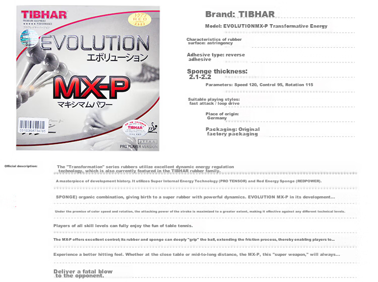 TIBHAR Table Tennis Rubber, Anti-Elastic Inner Energy Layer, EVOLUTION EL-P Black MAX 2