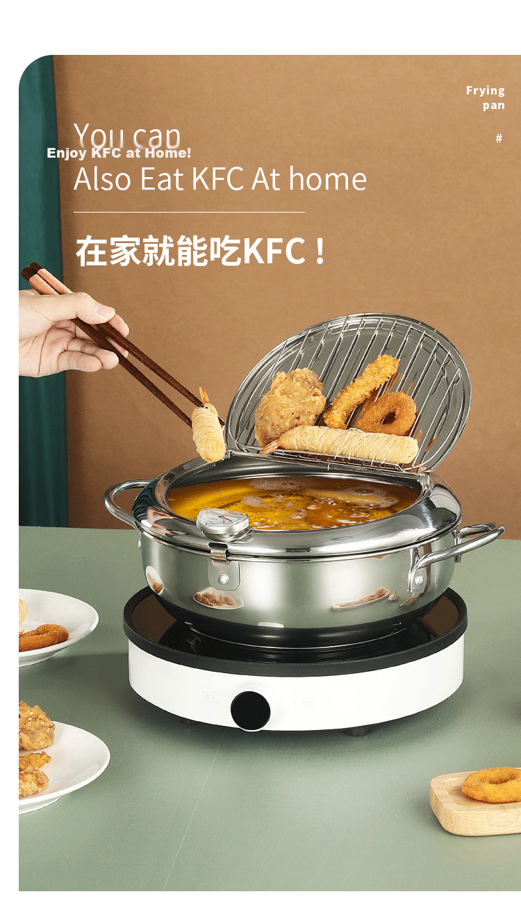 MAXCOOK 20cm Stainless Steel Frying and Soup Pot 304 Temperature Control Flat Bottom Pot Compatible with Induction and Gas Stove MCT6945 1