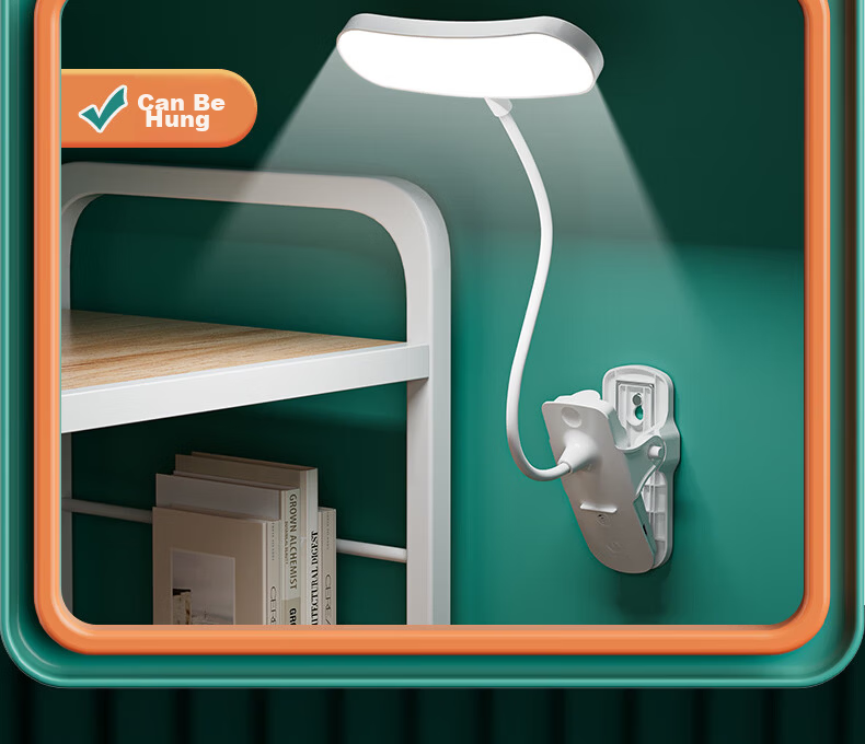 Dupai Clip-On Desk Lamp, Dormitory Student Study Eye Protection Small Table Lamp, Bedroom Bedside Lamp, Rechargeable LED Reading Night Light 10