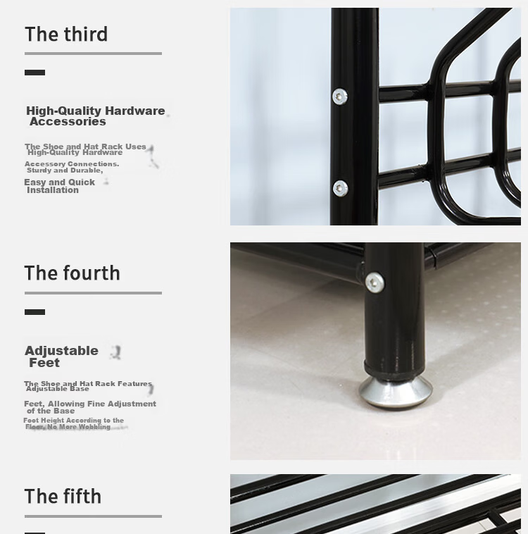 ANERYA Metal Floor Coat Rack Shoe Rack Modern Minimalist Iron Clothes Hanger Home Storage Rack 65 Black 14