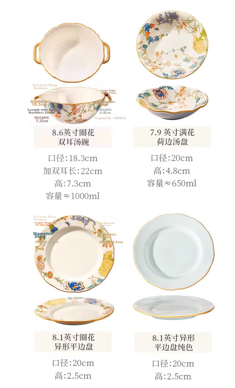 Mose Chinese Tableware Set, Complete Household Bowl And Chopsticks Set, Housewarming Gift Bowls And Plates, Wedding Gift, 66-Piece Set 23