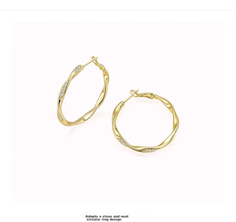 AJIDOU Women's Mobius Plain Hoop Earrings, Niche Luxury Bestseller, Versatile Office Wear, New Year Gift 4